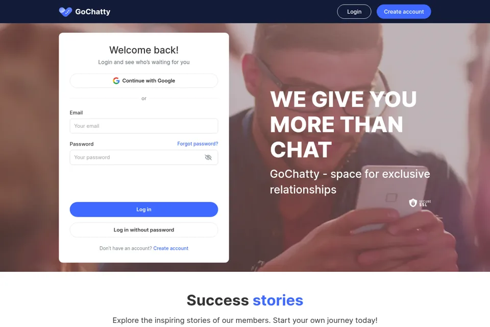 Aperçu de la landing page