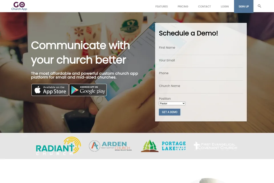 Aperçu de la landing page