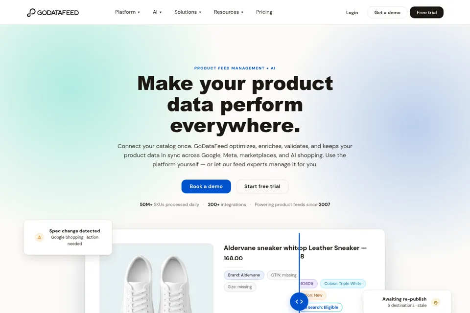 Aperçu de la landing page