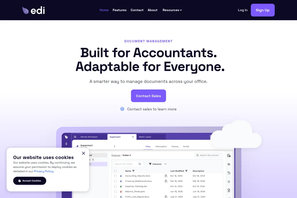 Aperçu de la landing page