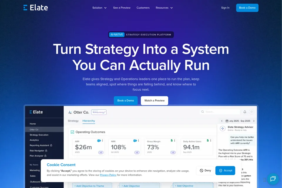 Aperçu de la landing page