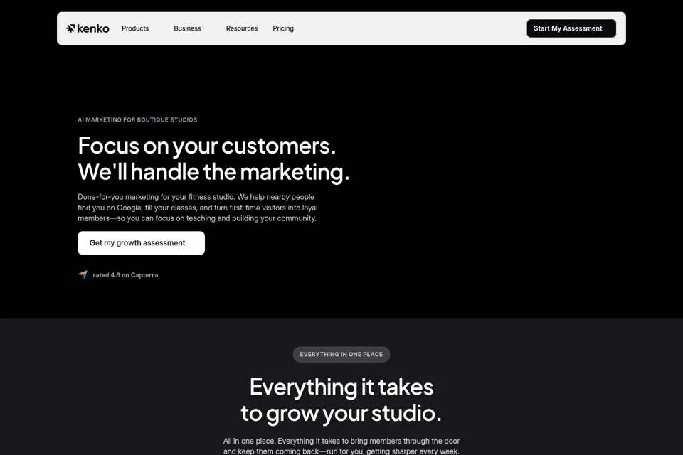 Aperçu de la landing page