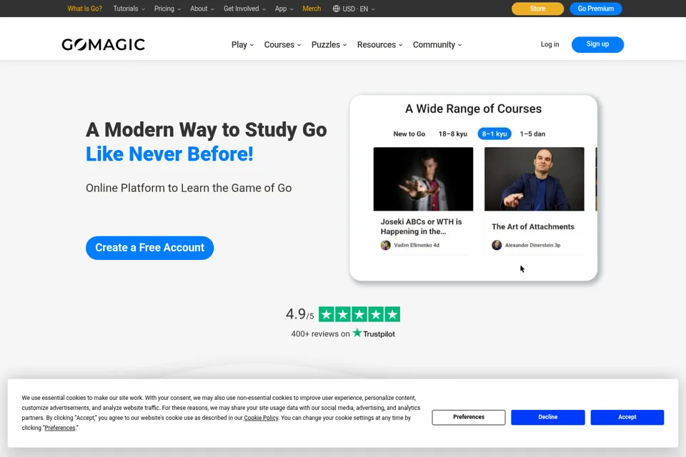 Aperçu de la landing page