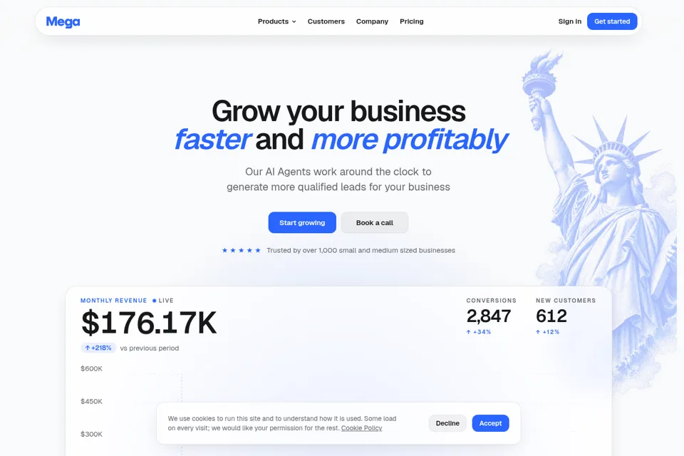Aperçu de la landing page