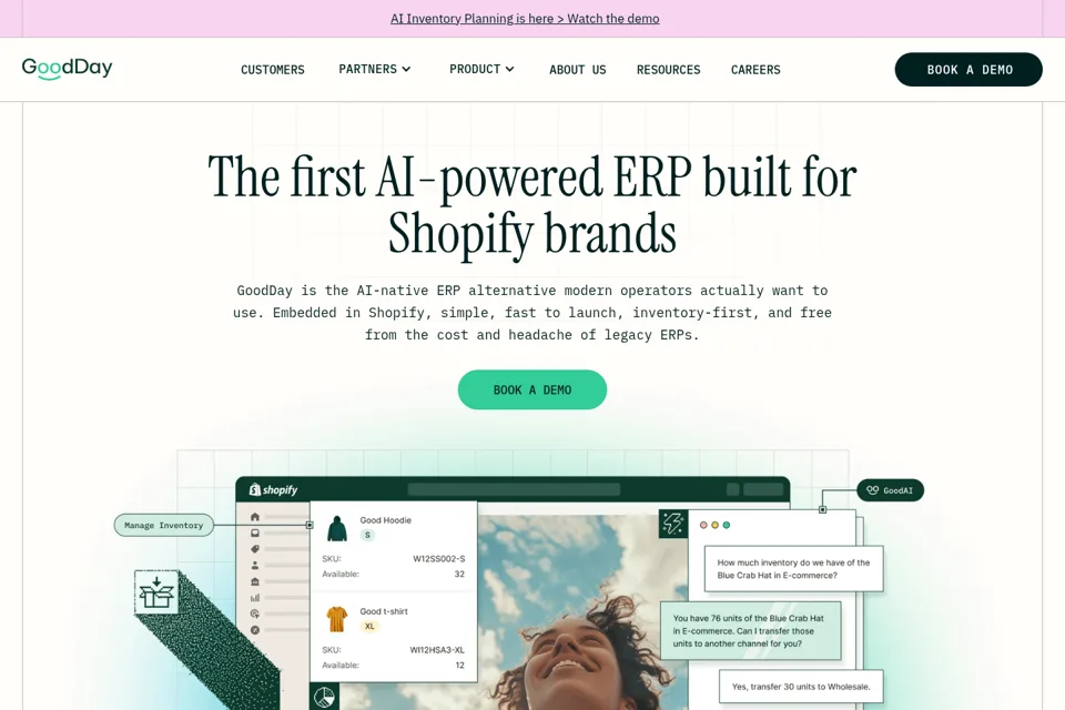 Aperçu de la landing page