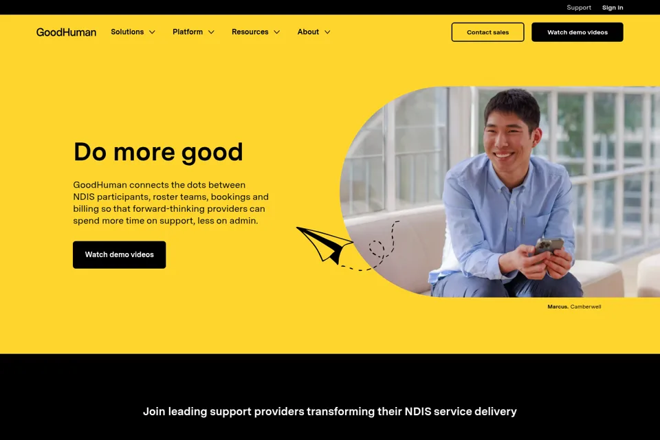 Aperçu de la landing page