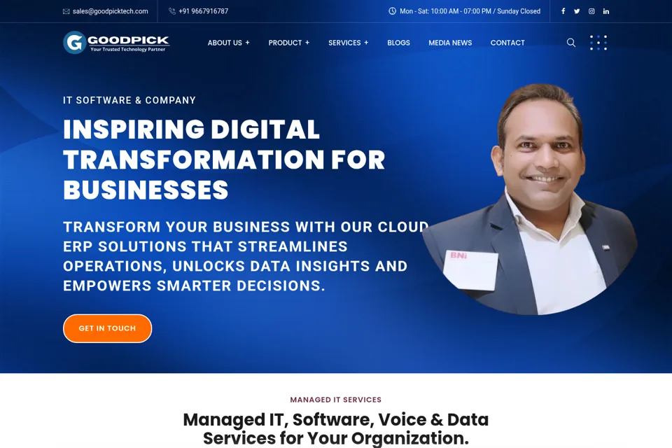 Aperçu de la landing page