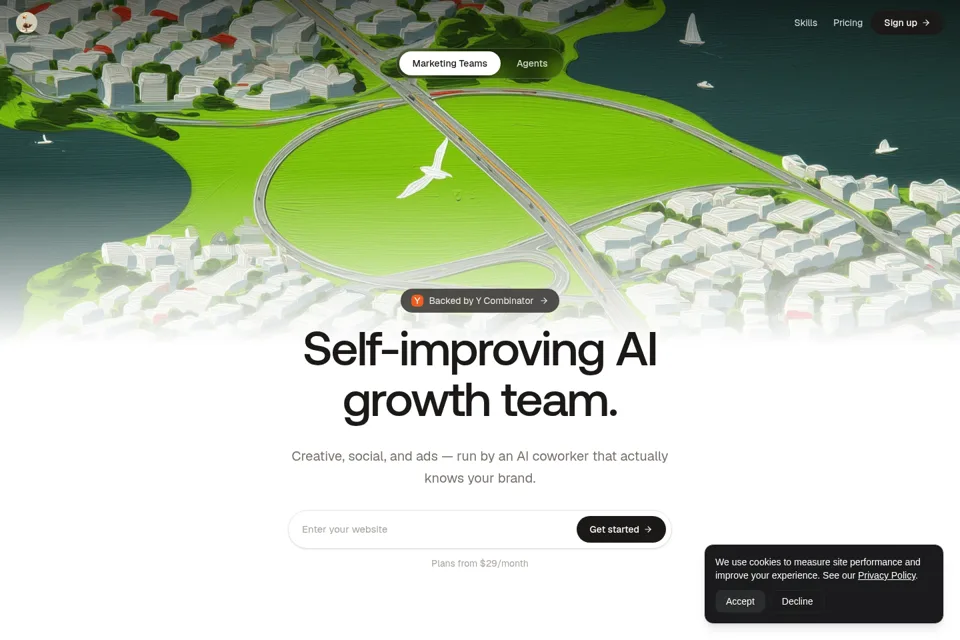 Aperçu de la landing page