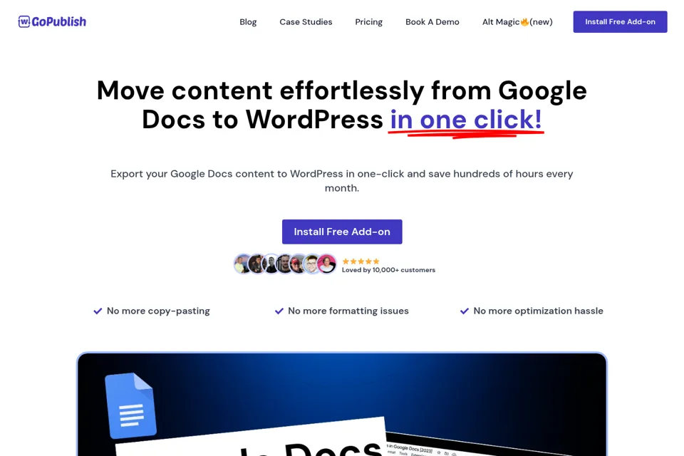 Aperçu de la landing page