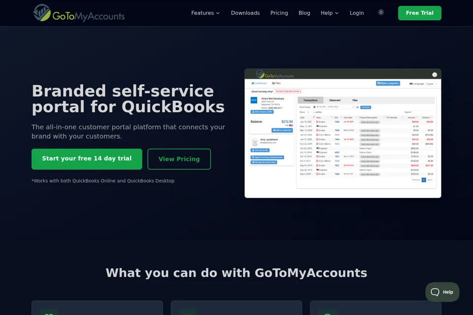 Aperçu de la landing page