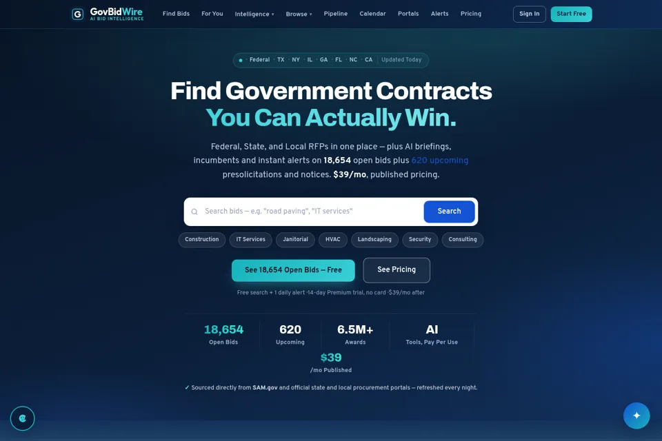 Landing page preview