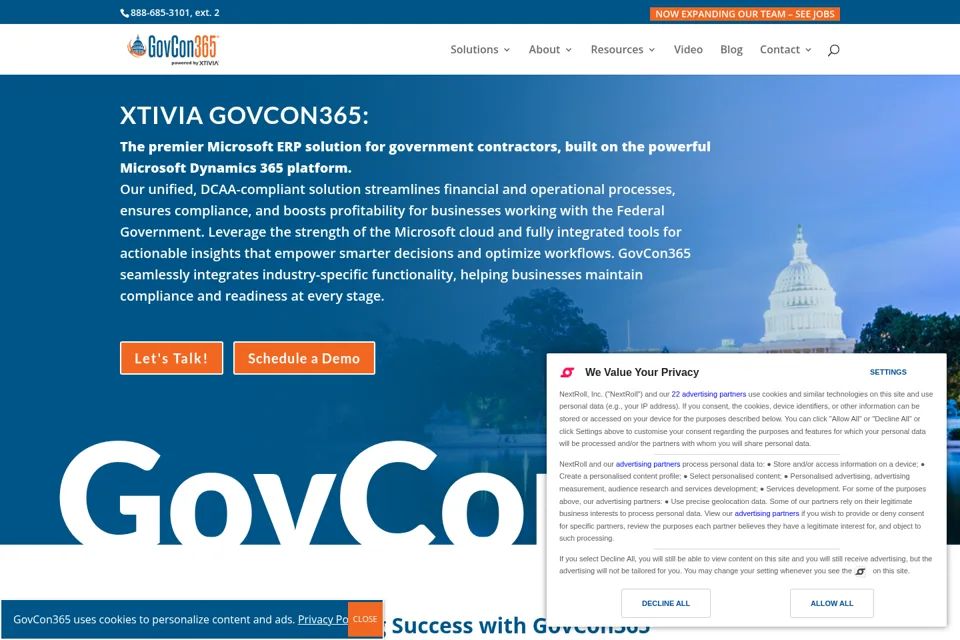 Aperçu de la landing page