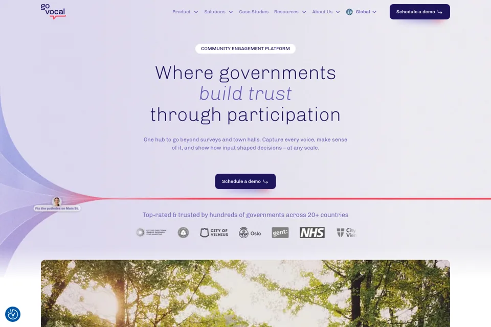 Aperçu de la landing page