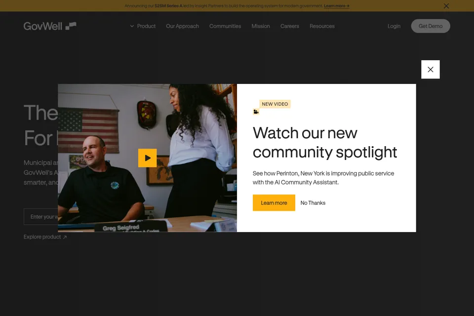 Aperçu de la landing page
