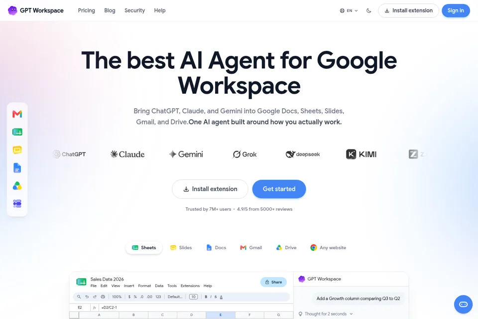 Aperçu de la landing page