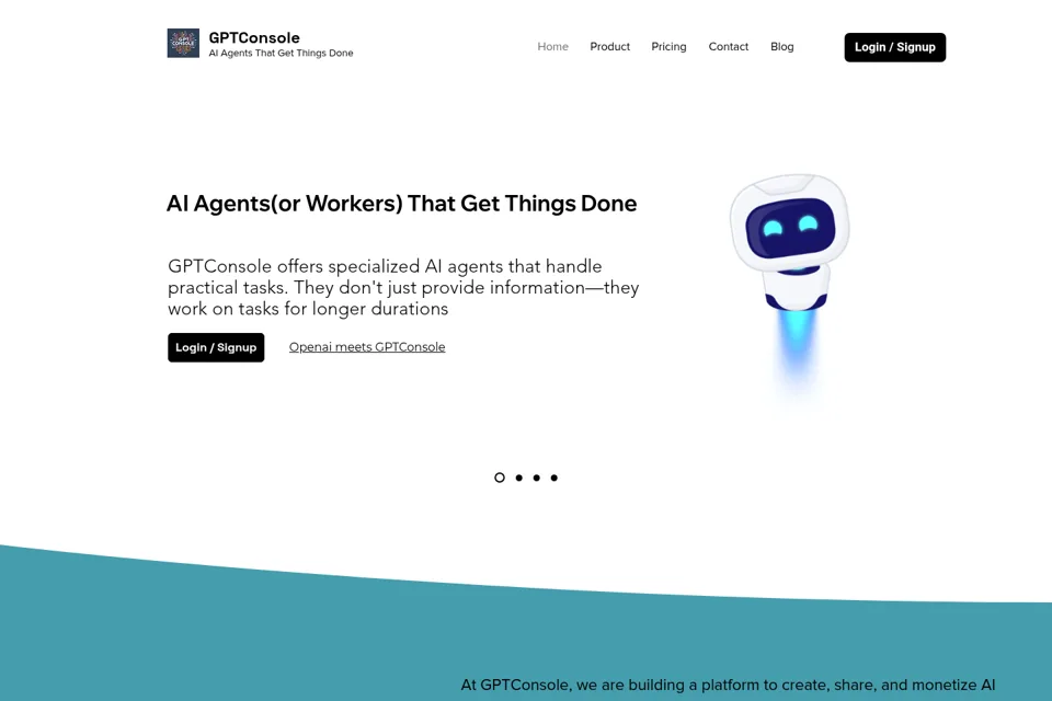 Aperçu de la landing page