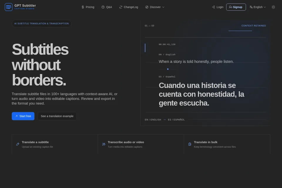 Aperçu de la landing page