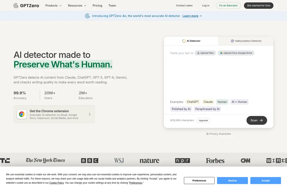 Aperçu de la landing page