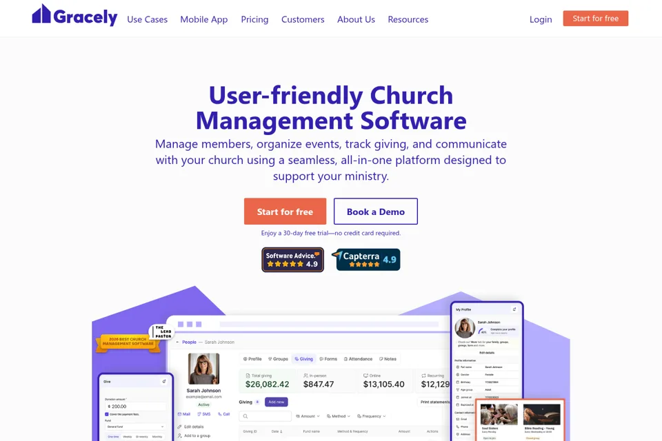 Aperçu de la landing page