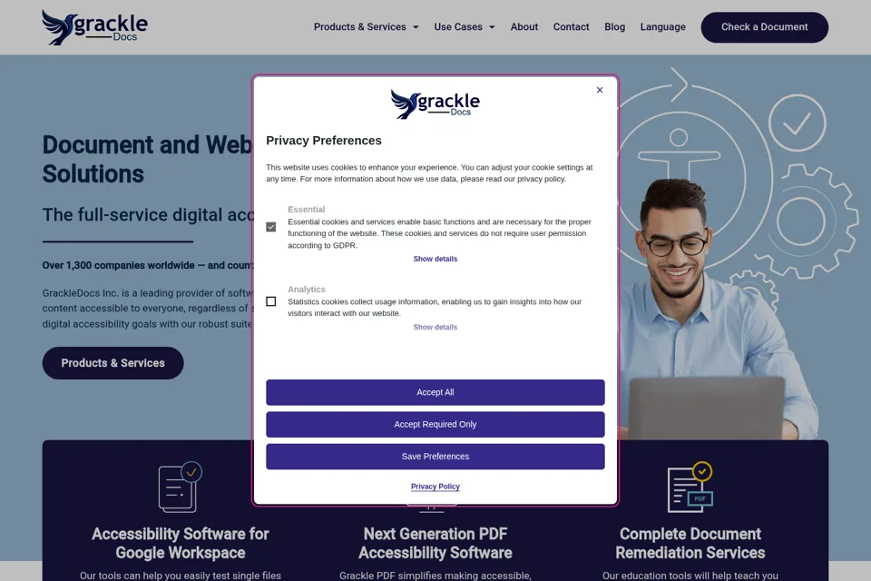 Aperçu de la landing page