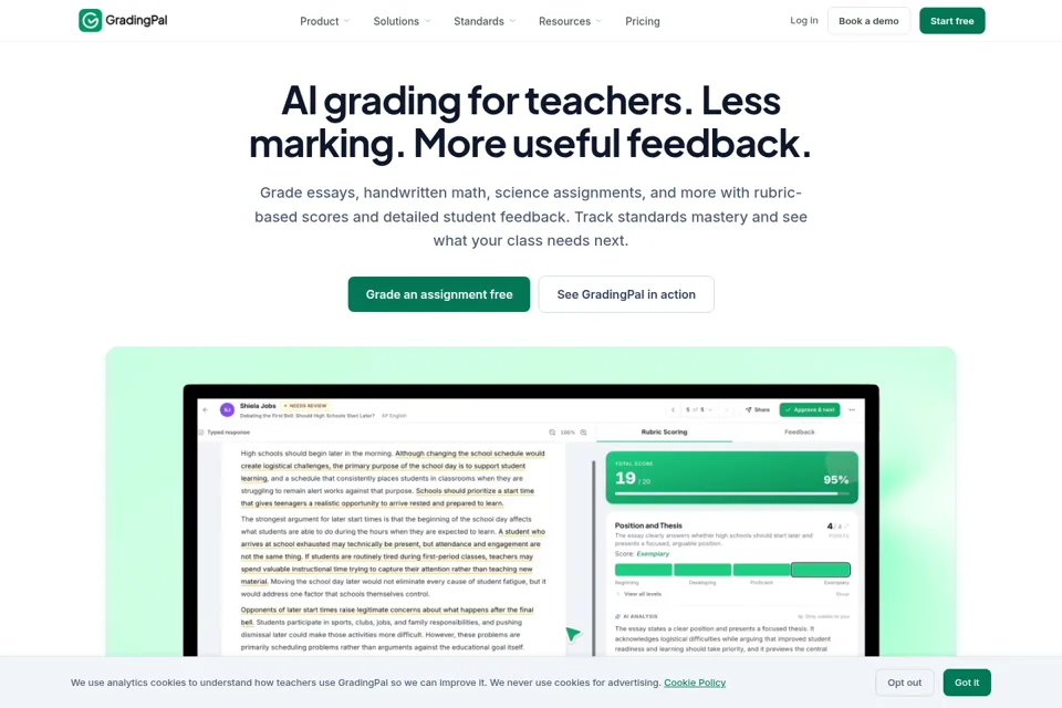 Aperçu de la landing page