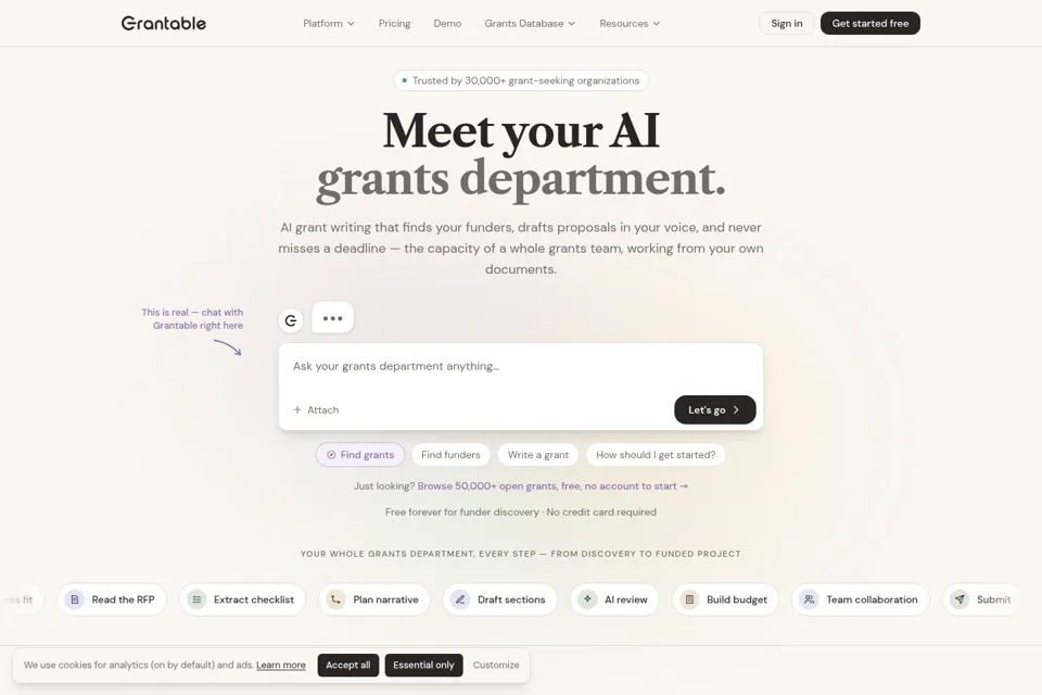 Aperçu de la landing page