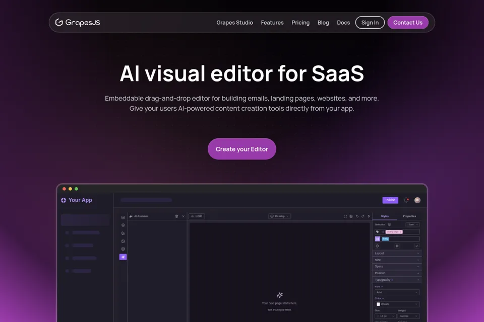 Aperçu de la landing page