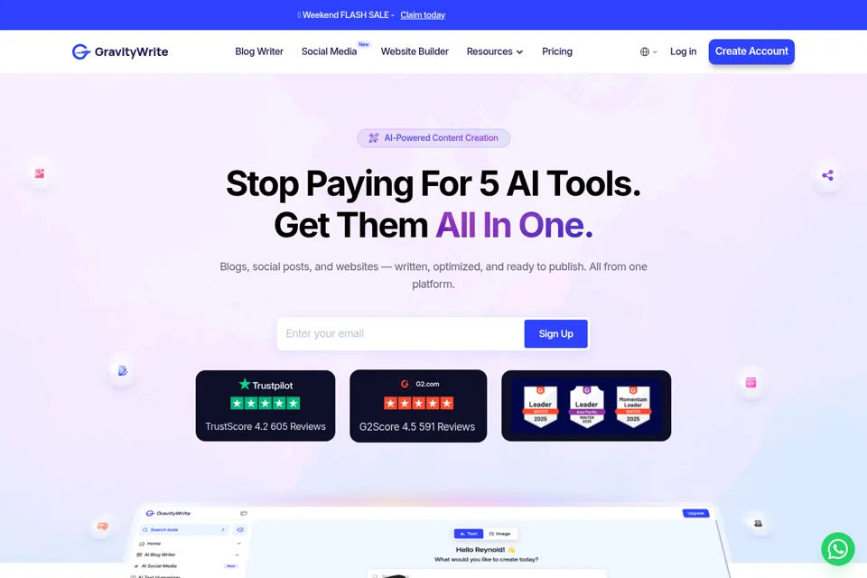 Aperçu de la landing page