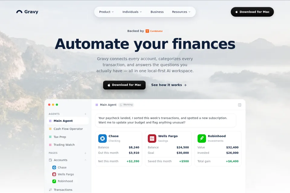 Aperçu de la landing page