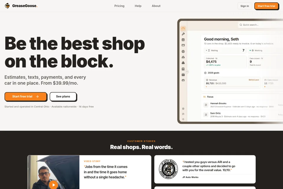 Aperçu de la landing page