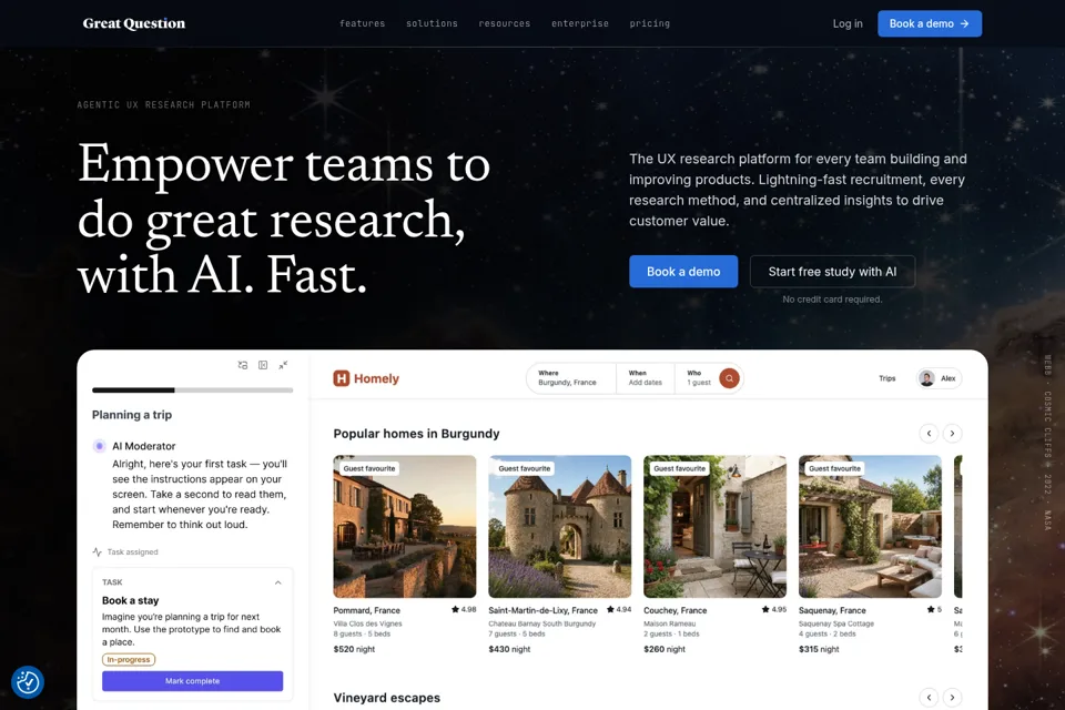 Aperçu de la landing page