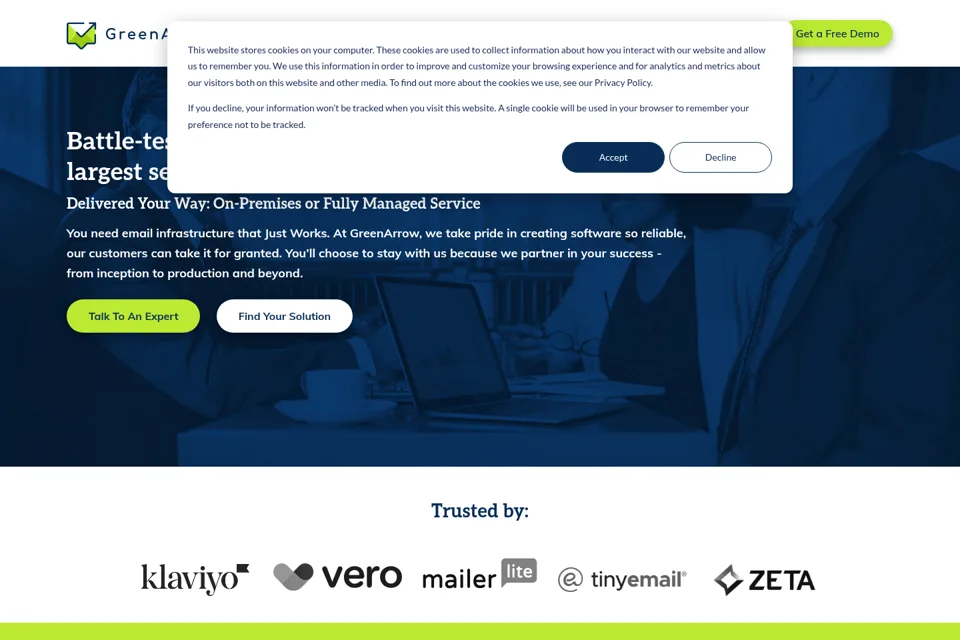 Aperçu de la landing page