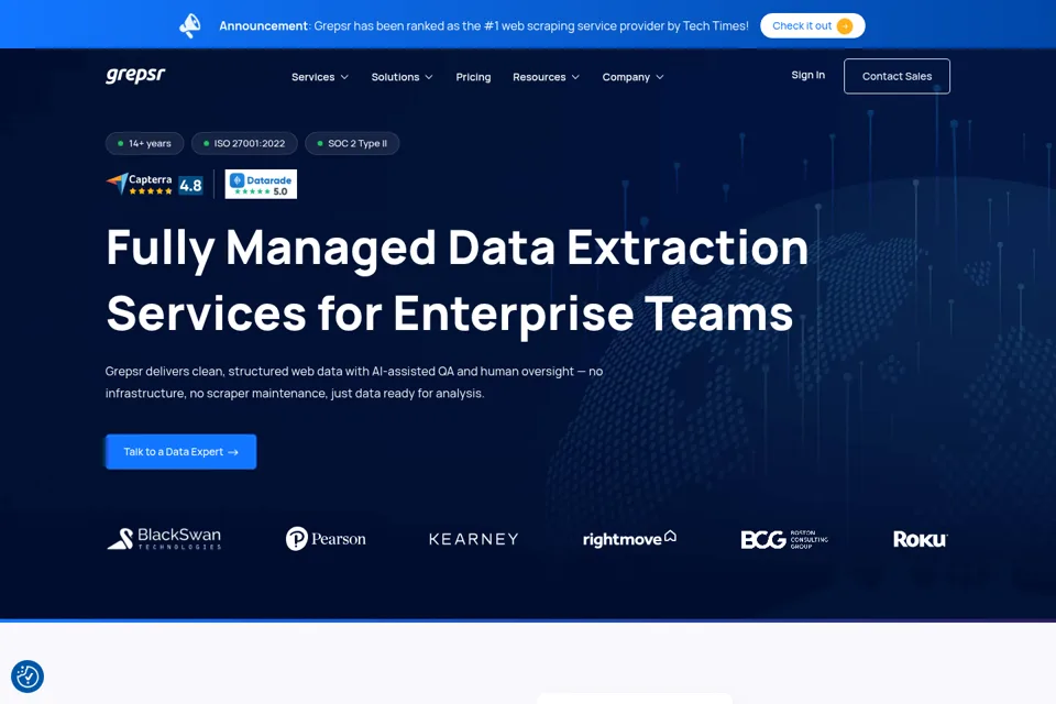 Aperçu de la landing page