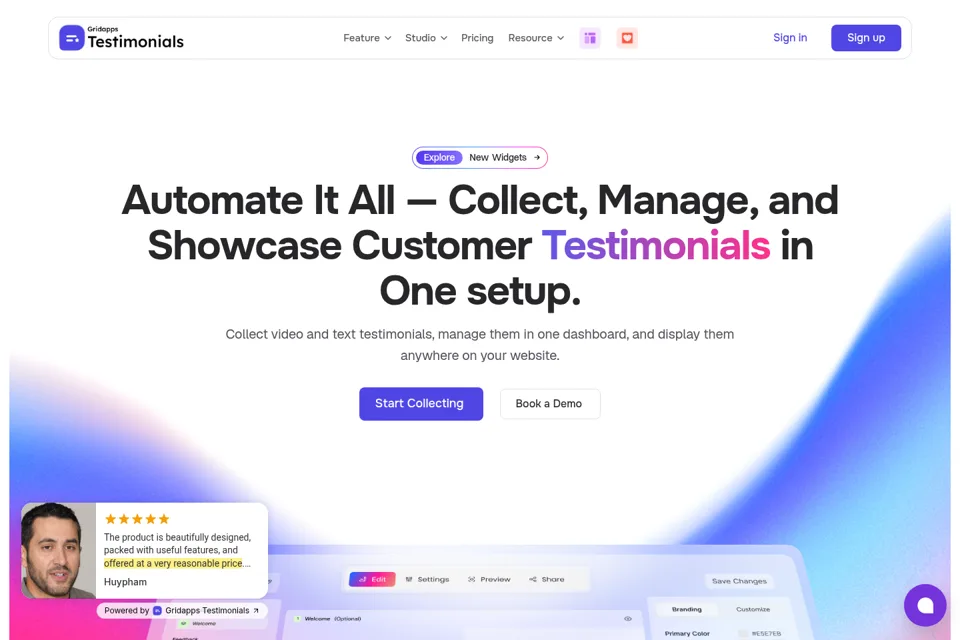 Landing page preview
