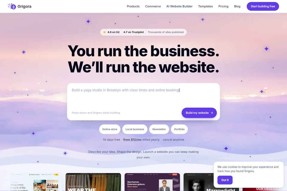 Aperçu de la landing page
