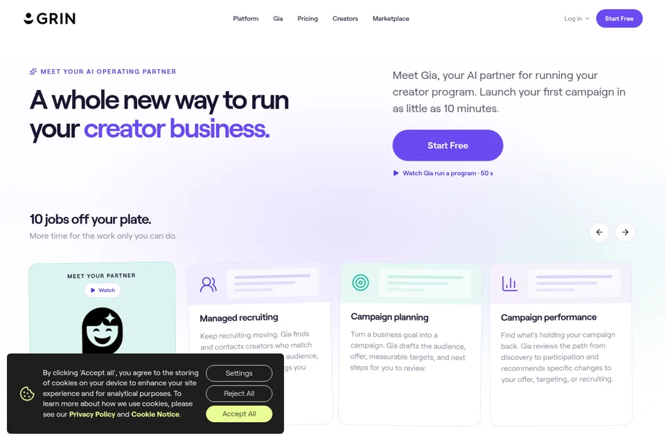 Aperçu de la landing page