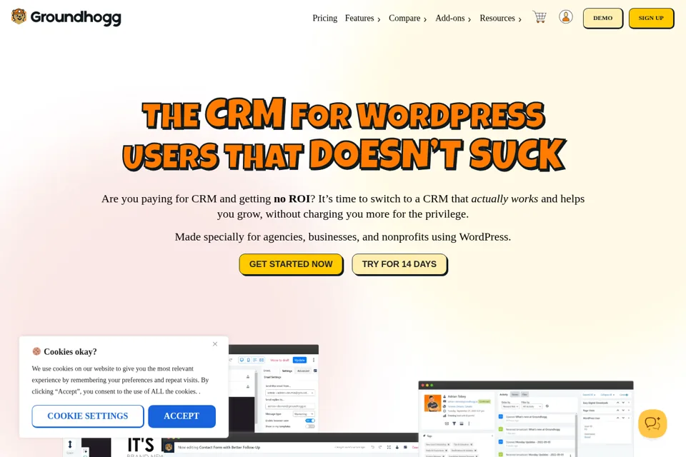 Aperçu de la landing page