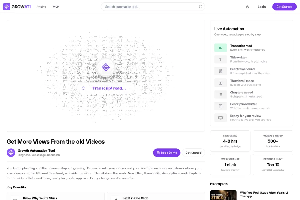 Aperçu de la landing page