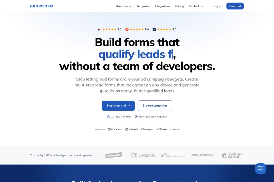 Aperçu de la landing page