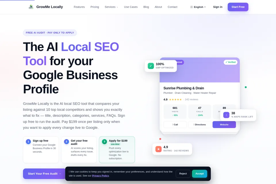 Aperçu de la landing page