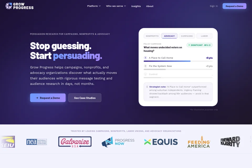 Aperçu de la landing page