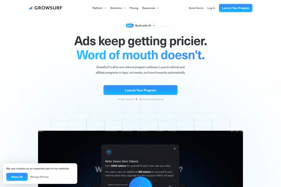 Aperçu de la landing page