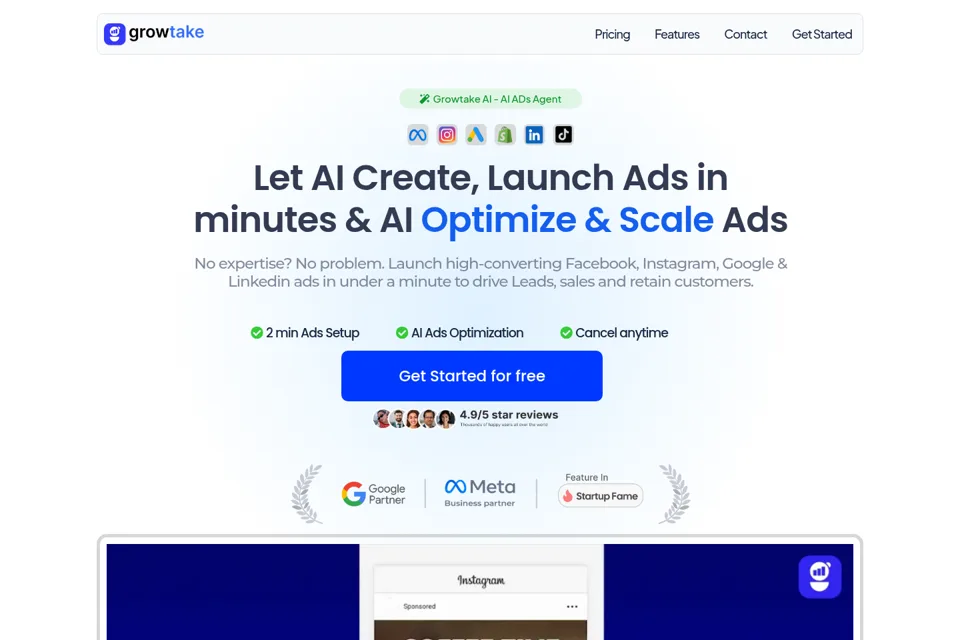 Aperçu de la landing page