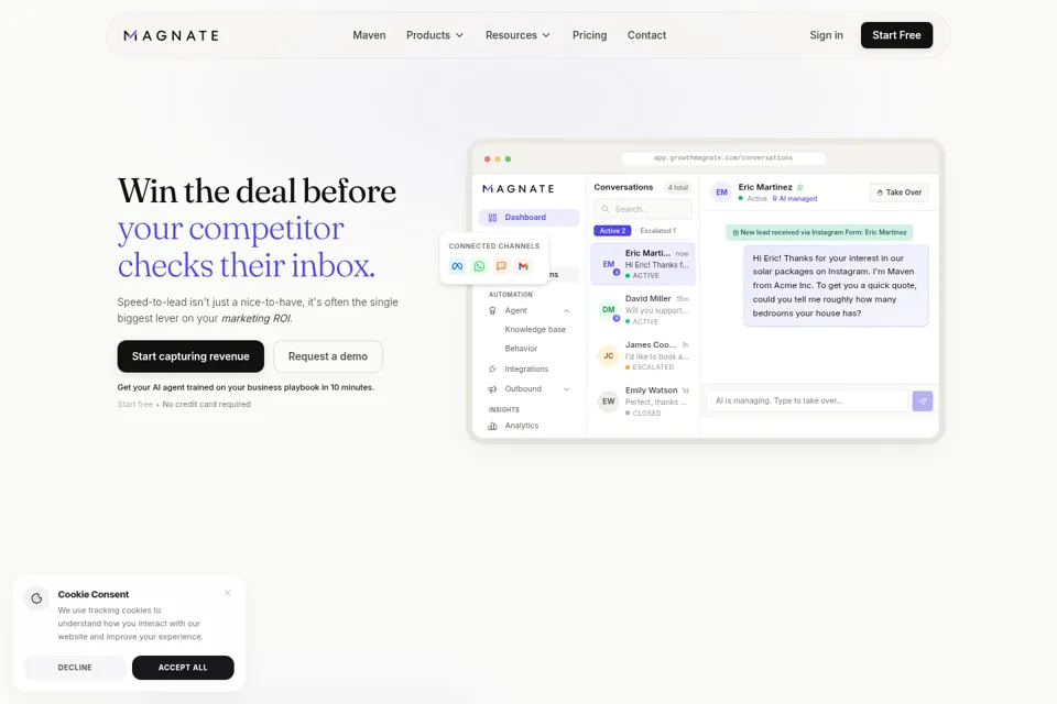 Aperçu de la landing page
