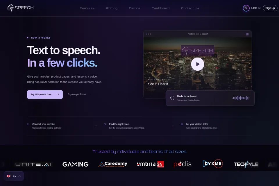 Aperçu de la landing page