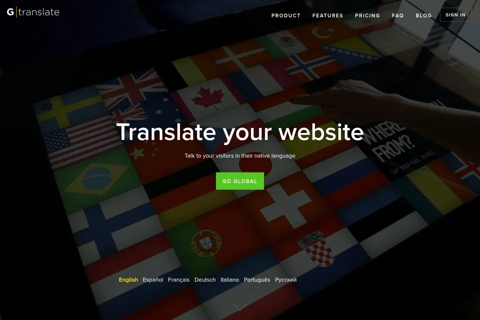 Aperçu de la landing page