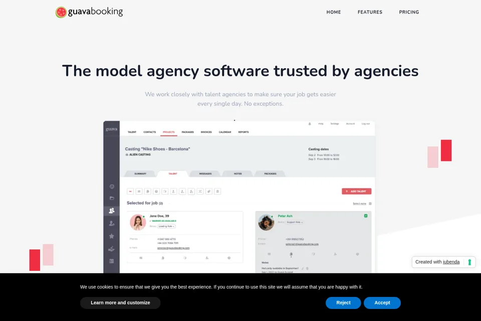 Aperçu de la landing page