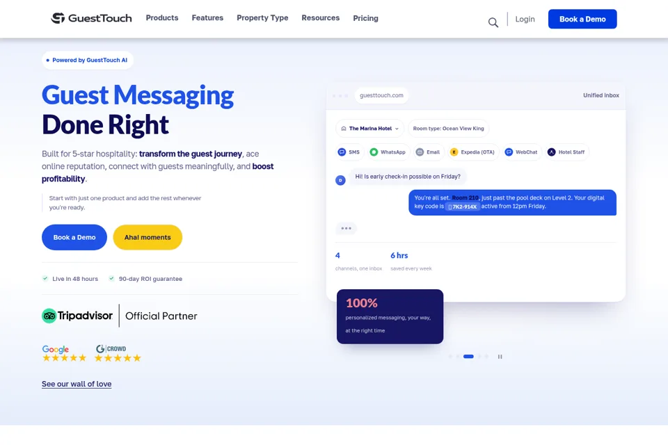 Aperçu de la landing page
