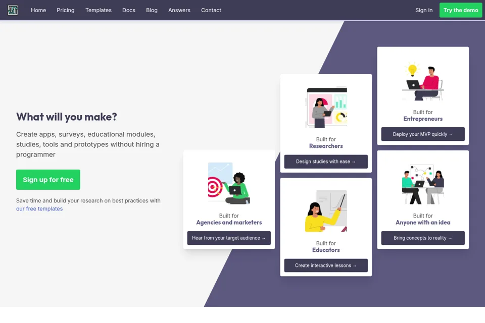 Landing page preview