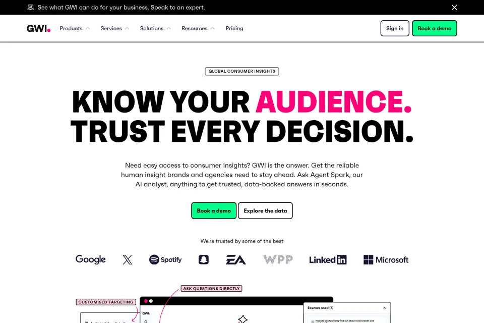 Aperçu de la landing page